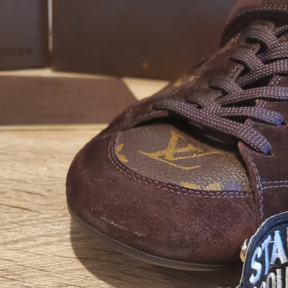 Pre-owned Louis Vuitton Globe Trotter brown suede monogram sneakers 39.5 or US 9 - Picture 6 of 11